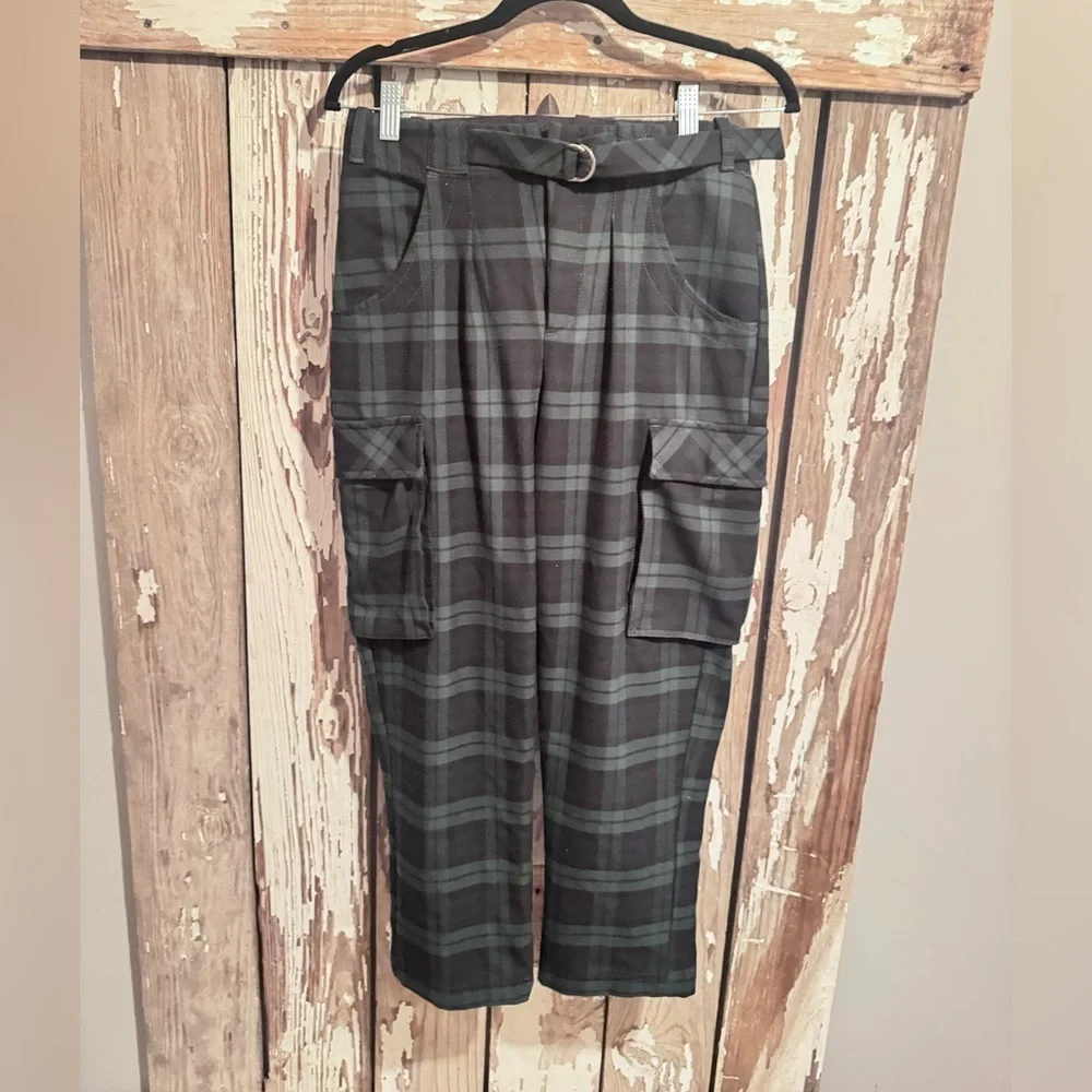 Free People Plaid Cropped Pants Green Size 4